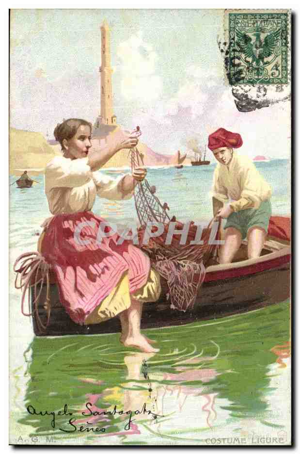 Italie Italia Folklore Costume Ligure Pecheurs CPA