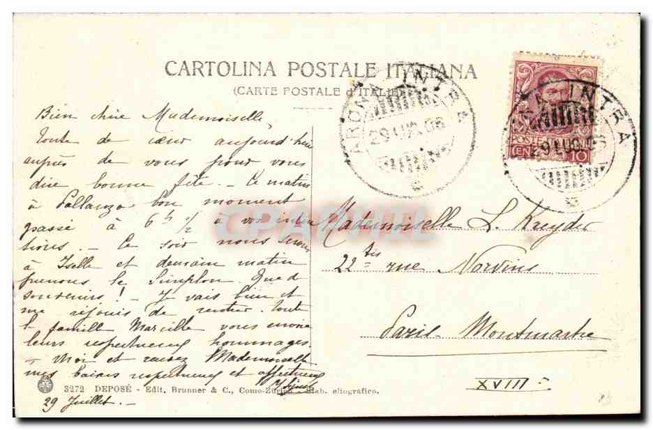 Italie Italia Milano CArte CPA — Rückseite