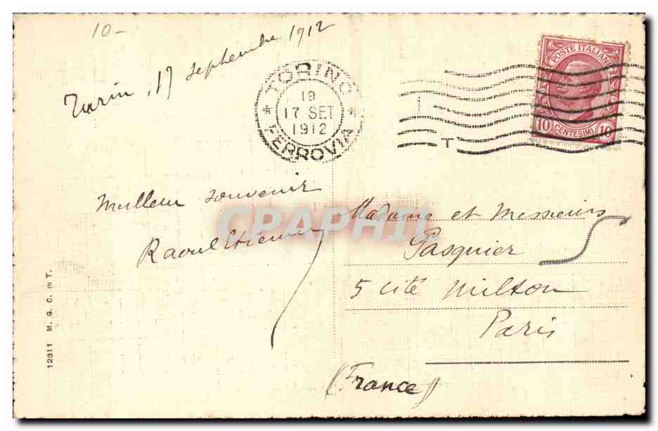 Italie - Italia - Torino - Turin - Ponte Umberto I - coi gruppi decorativi CPA  — Rückseite