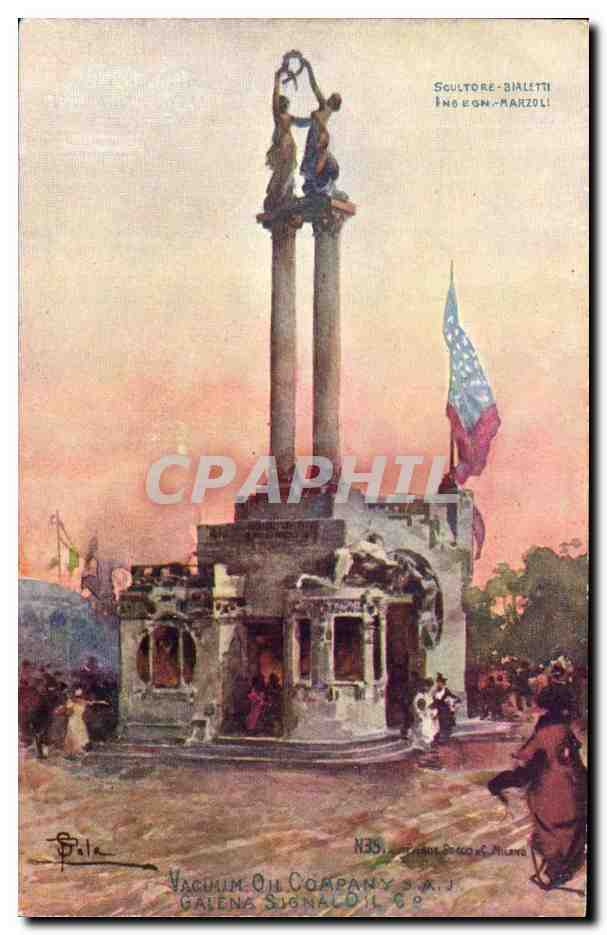 Italie Italia CPA Scultore Bialetti Vaccum oil company Galena Signal