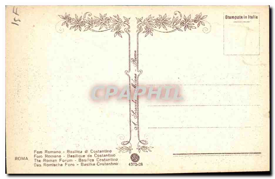 Italie Italia Roma CPA Foro Romano Basilica di Costantino — Rückseite