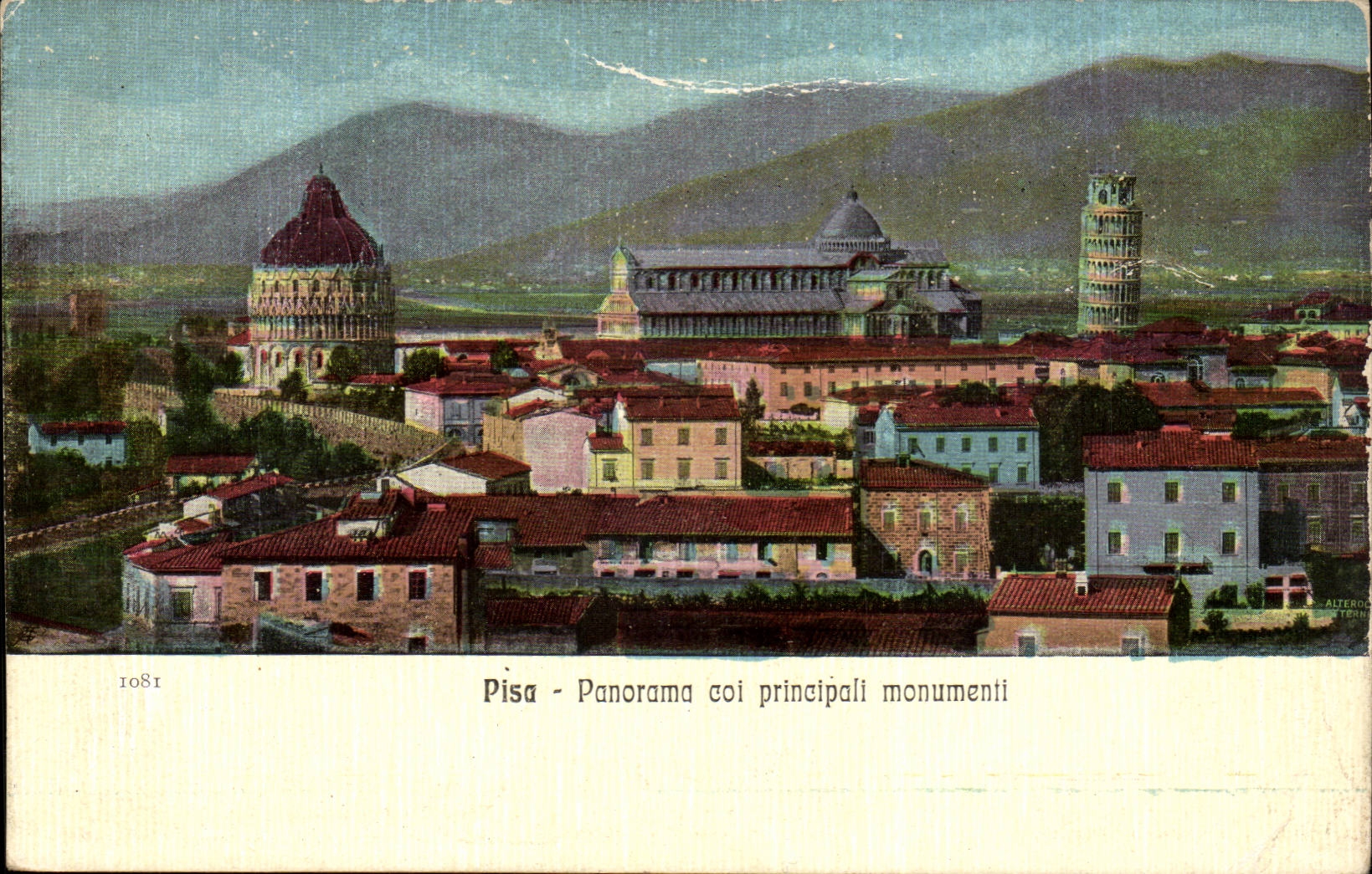 Italie Italia Pisa CPA Panorama col pricnipal monumenti