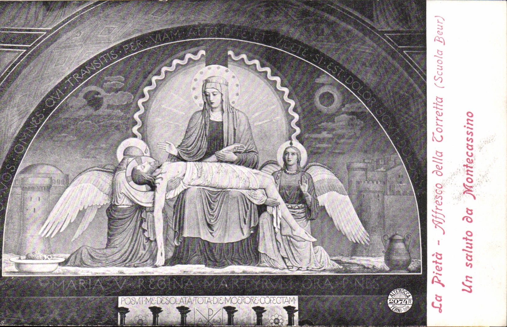 Italie Italia La Pieta AAlffresco della Torretta (scuola Beur) Un saluto da Montecassino