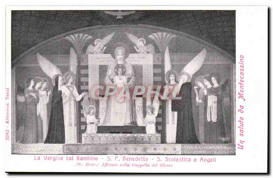 Italie Italia Montecassino CPA La Vergine col Bambino S P Benedetto S SColastica e Angeli