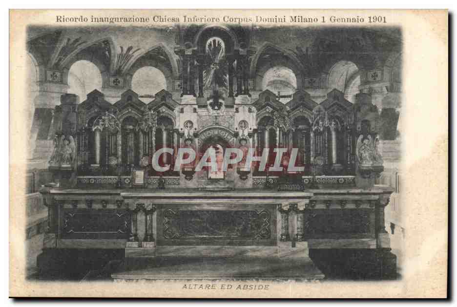 Italie Italia Ricordo inaugurazione Chiesa Corpus Domini Milano CPA Altare ed Abside