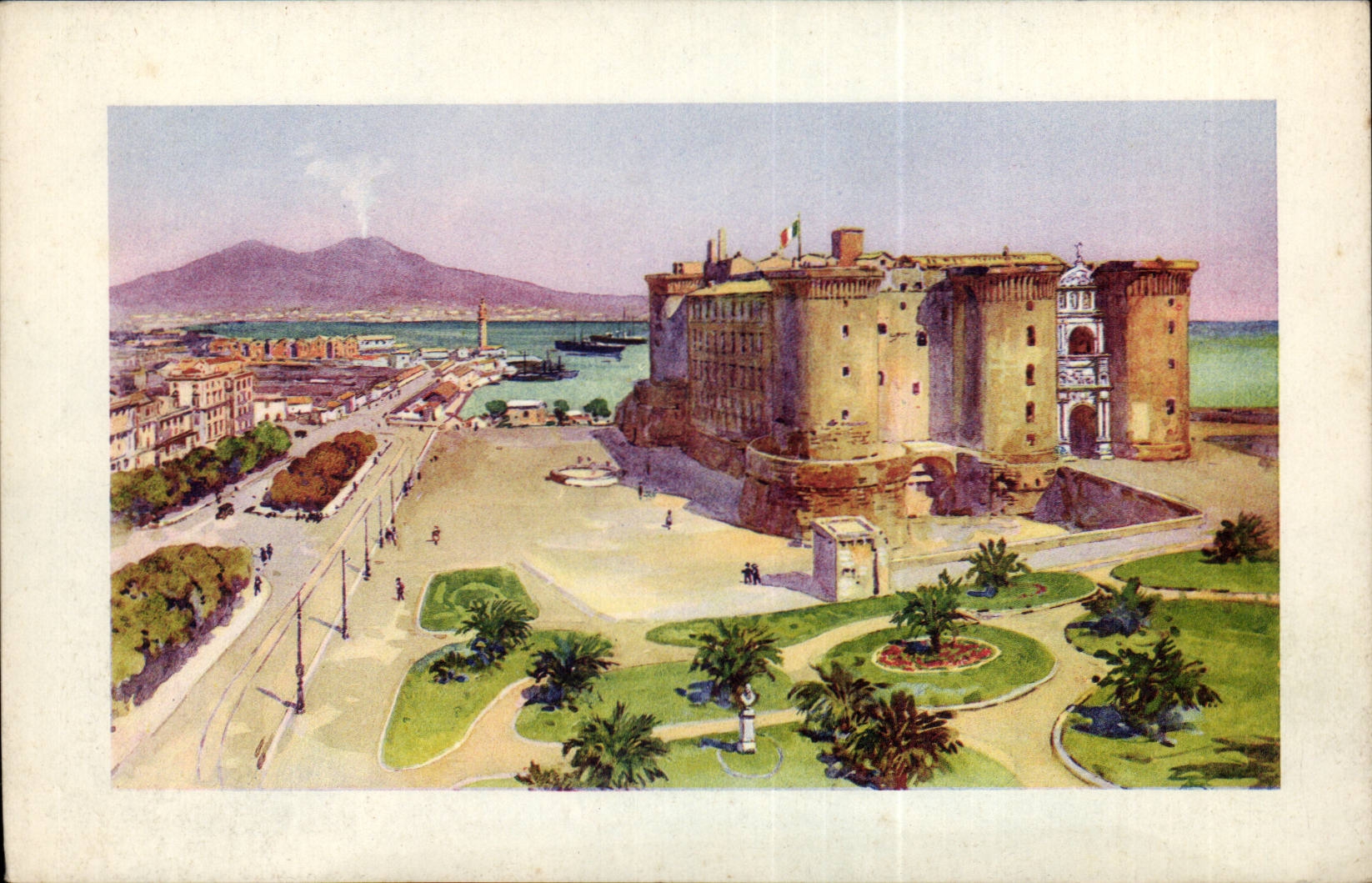 Italie Italia Napoli CPA Piazza minicipio e Castelnuovo