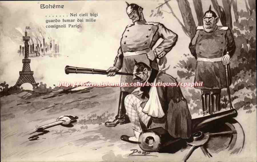 Italie italia Boheme CPA Nei cieili bigi guardo fumar dai mille comignoli Parigi (militaria soldats)