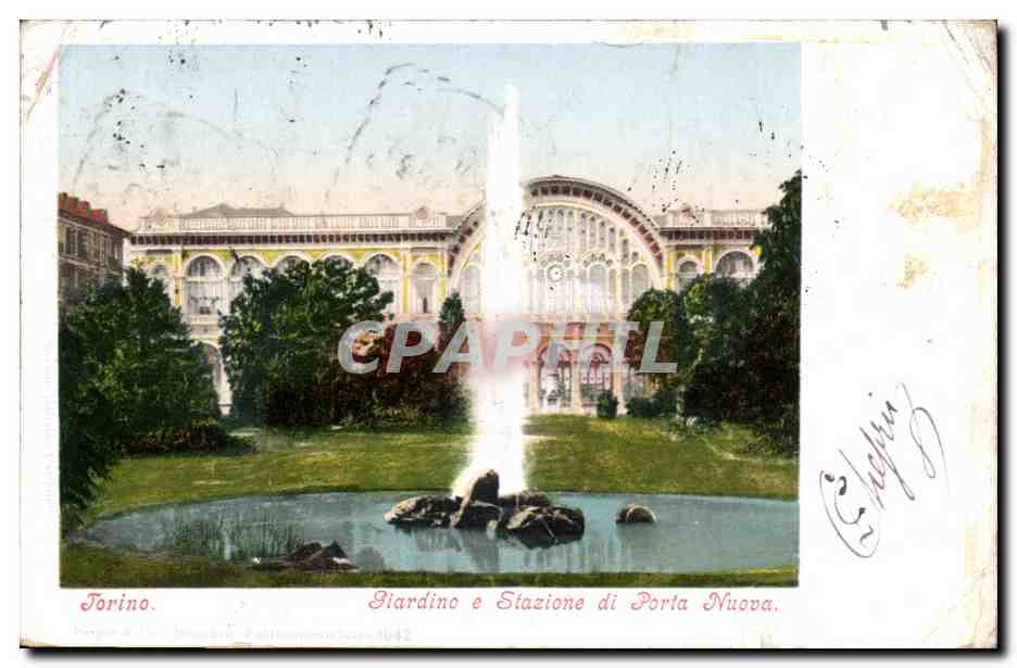 Italie Italia Torino CPA Giardino e Stazione di Porta Nuova