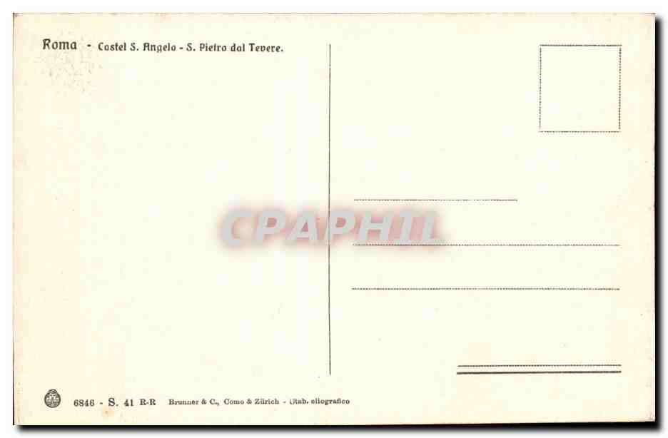 Italie Italia Roma CPA Castel S Angelo S Pietro dal Tevere — Rückseite
