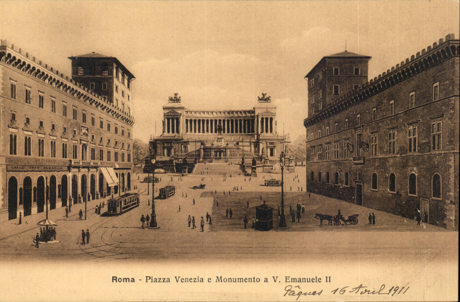 Italie Italia Roma CPA Piazza Venezia e Monumento a V Emanuele II