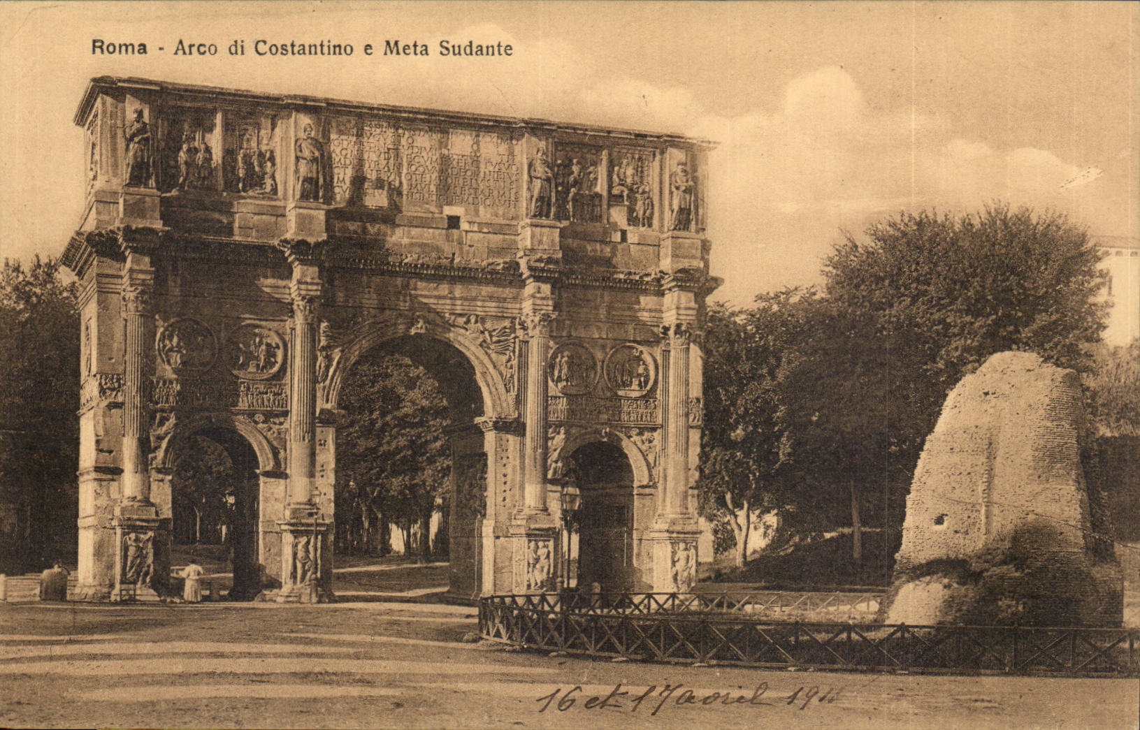 Italie Italia Rome CPA Arco di Costantino e meta Sudante