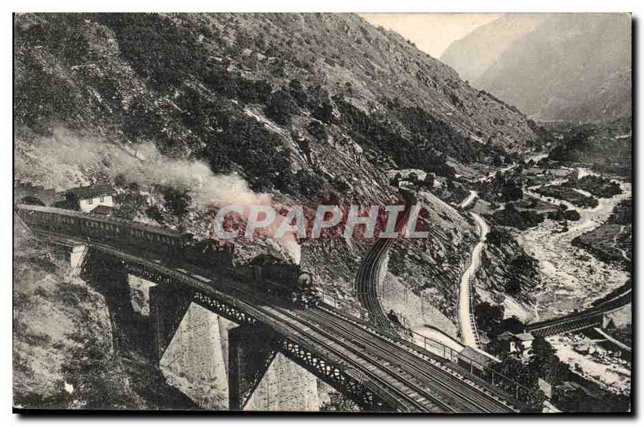 Italie - Italy - Ferrovia del Gottardo - La Biaschina - Chemin - train - Galleria spirale presso Giornico - CPA 
