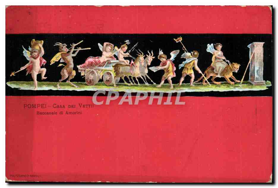 Italie - Italy - Naples - Napoli - Pompei - Casa dei Vetii - Lion - musique - instrument - CPA 
