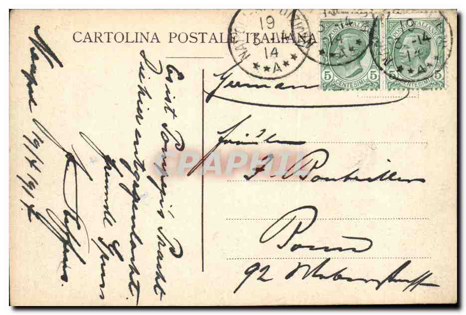 Italie - Italy - Naples - Napoli - Pompei - Casa dei Vetii - Lion - musique - instrument - CPA  — Verso