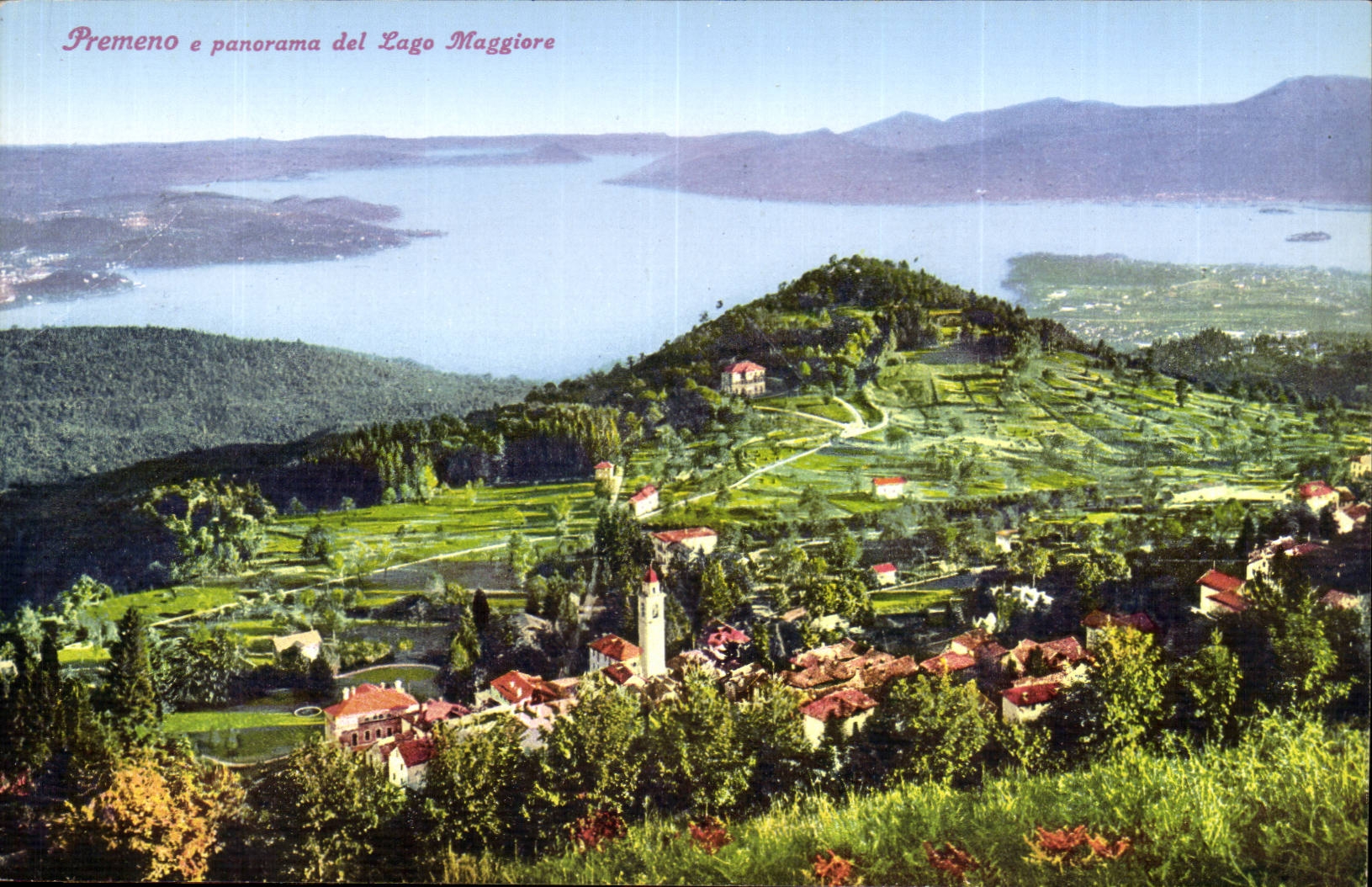 CPA Italie Italia premeno e panorama del lago Maggiore