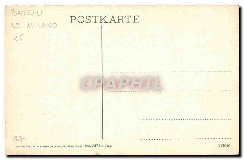 CPA Italie Italia Lugano Paradiso (bateau) — Rückseite