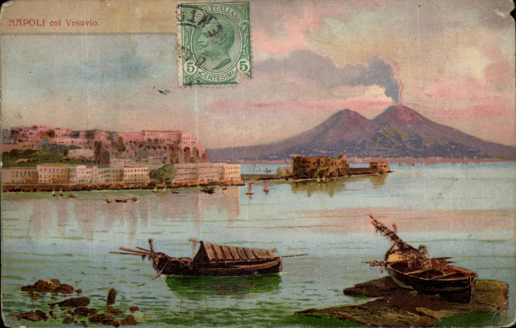 CPA Italie Italia Napoli col Vesuvio Raggio