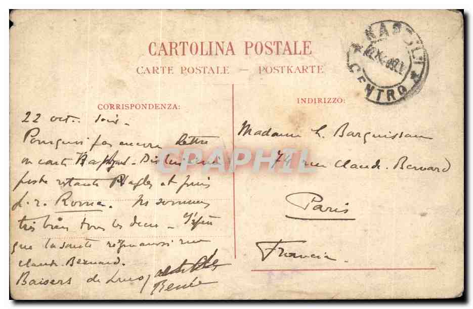 CPA Italie Italia Napoli col Vesuvio Raggio — Verso