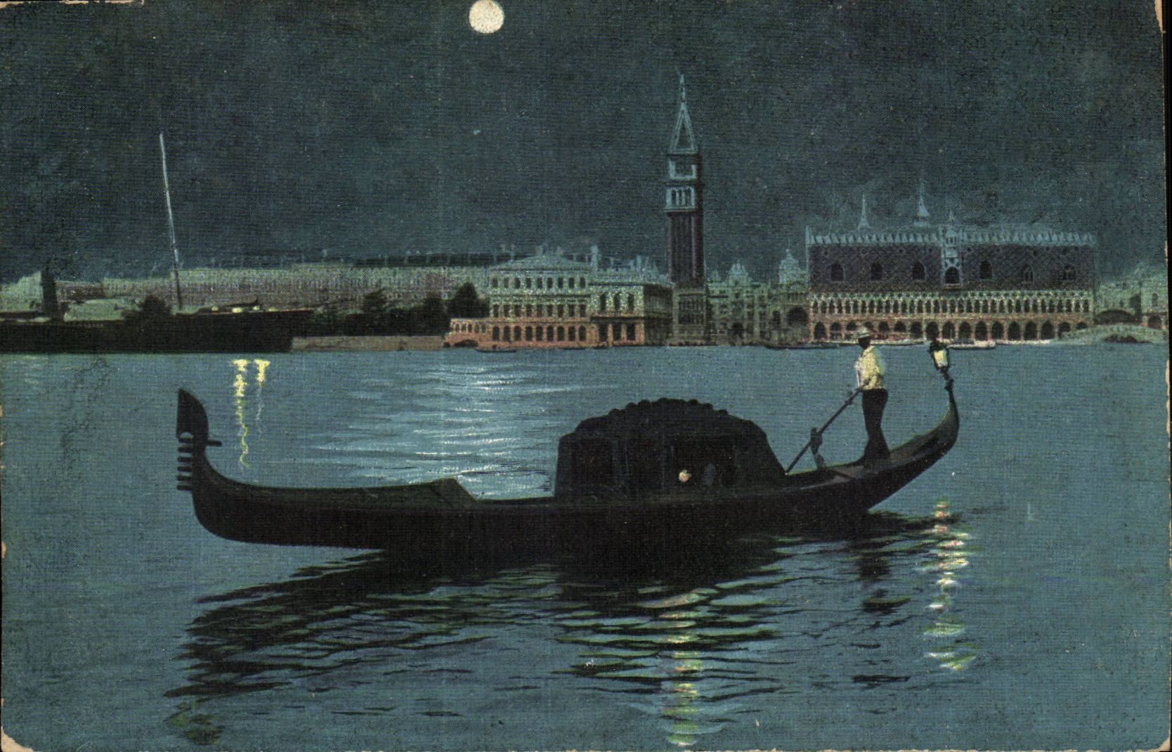 CPA Italie Italia Venezia Panorama e Gondola Venice