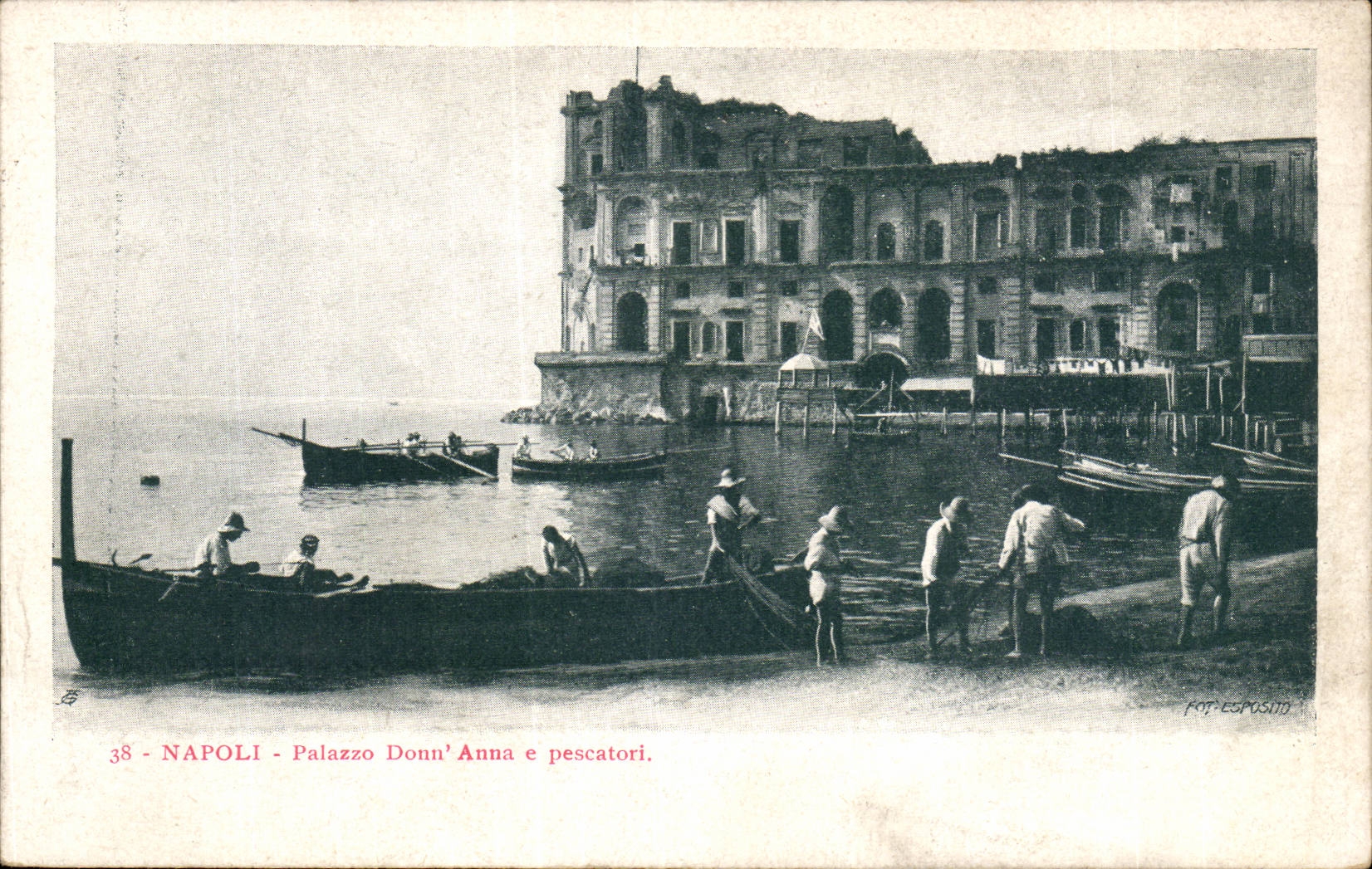 CPA Italie Italia Napoli Palazzo Donn anna e pescatori