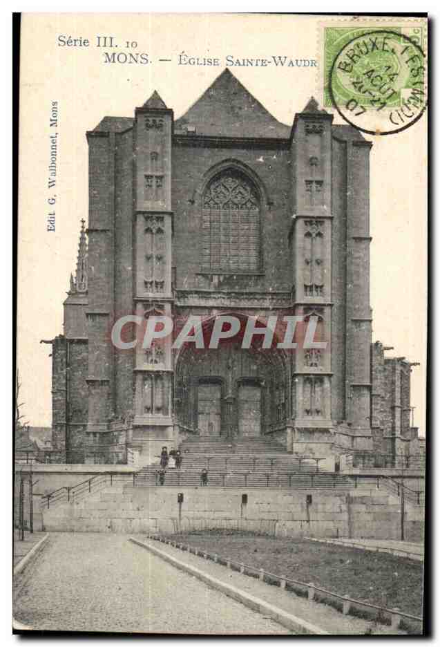 Belgie Belgique Mons CPa Eglise Saint Waur