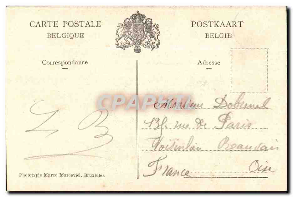 Belgie Belgique Mons CPa Eglise Saint Waur — Rückseite