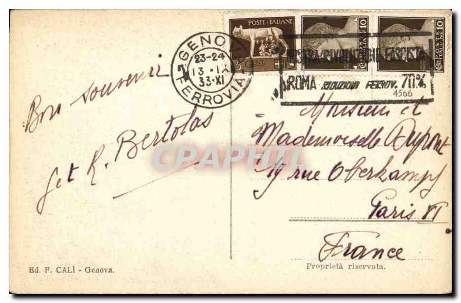 Italie Italia CPA GEnova Castello Mackenzie — Rückseite