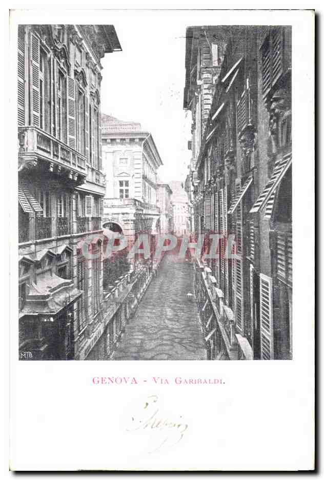 Italie Italia CPA Genova Via Garibaldi