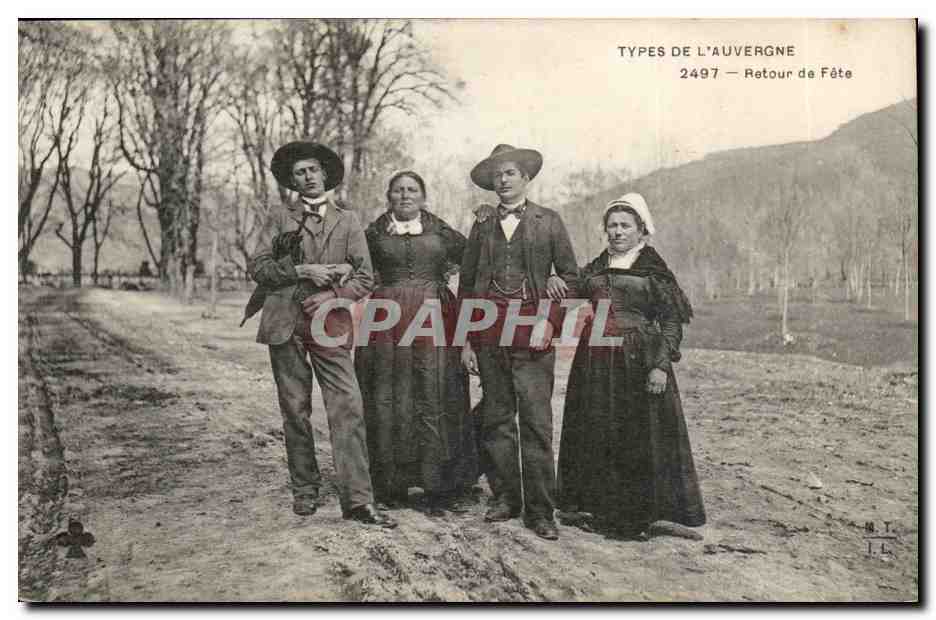 Types de l'Auvergne — Retour de Fête — Éditeur J. L. n° 2497
