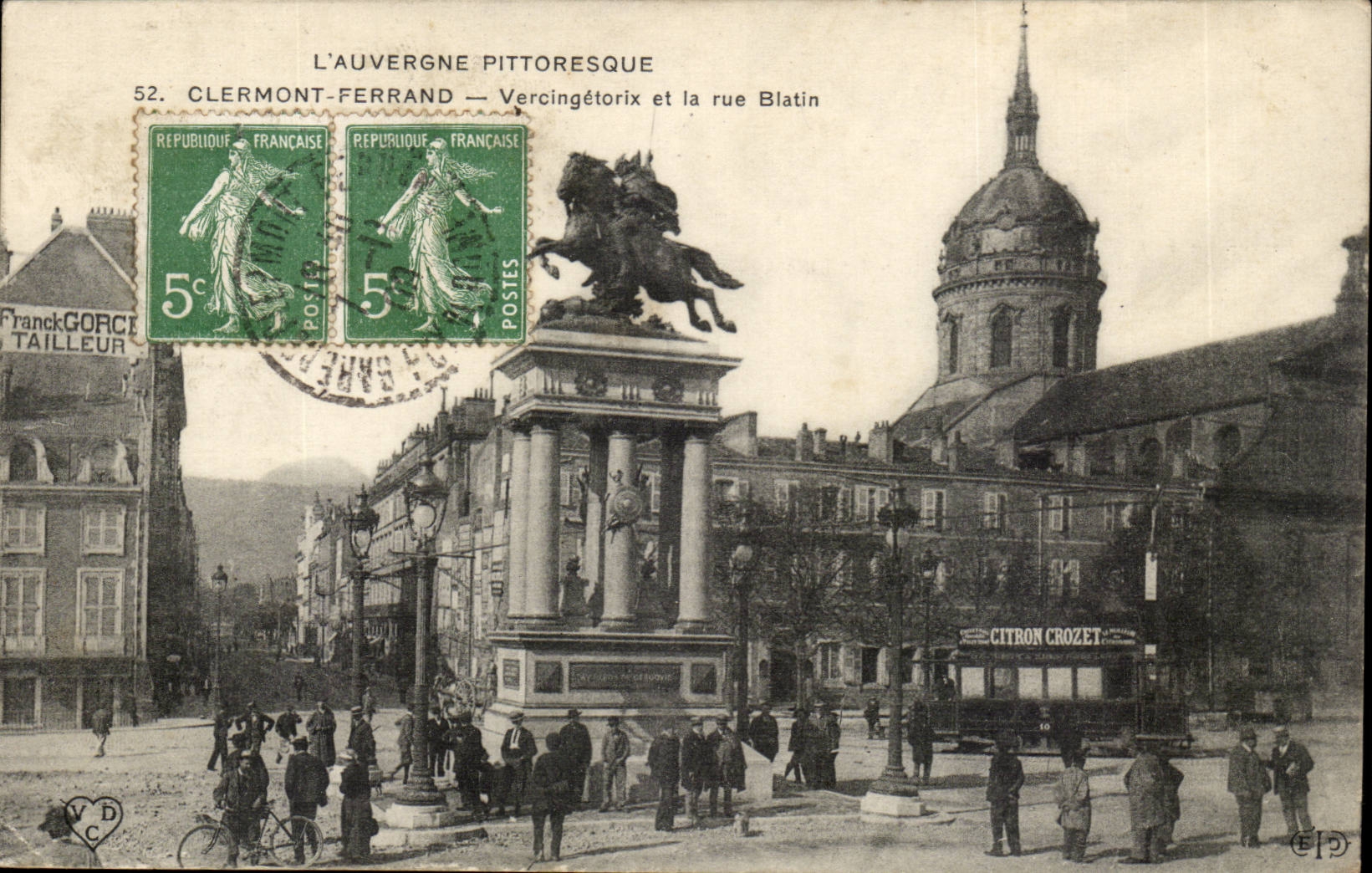 Puy de Dome- Clermont-Ferrand- L'Auvergne Pittoresque Citron Crozet - Vercingetorix et la rue Blatin--CPA