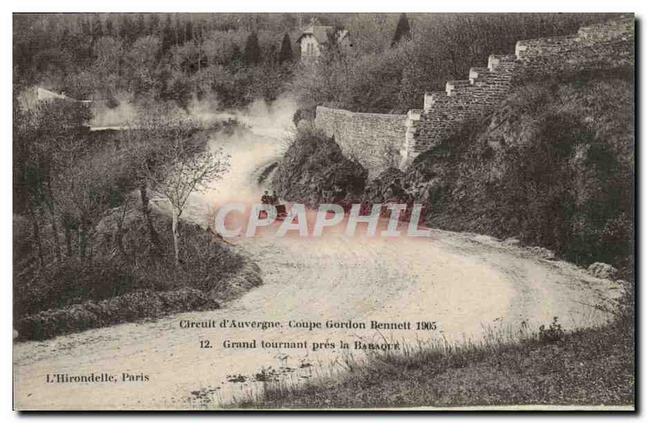Puy de Dome-Circuit d'Auvergne Coupe Gordon Bennet 1905- Grand tournant pres la Basaque-Automobile-CPA