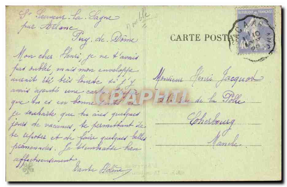 L'Auvergne — Deux heureux couples — série 6215 — Verso