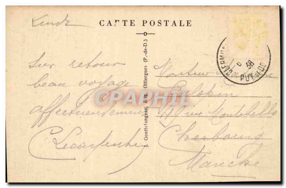 Puy de Dome-Clermont-Ferrand- Perspective sur la Place de Jaude- La rue Blatin et le Puy de Dome-CPA  — Verso
