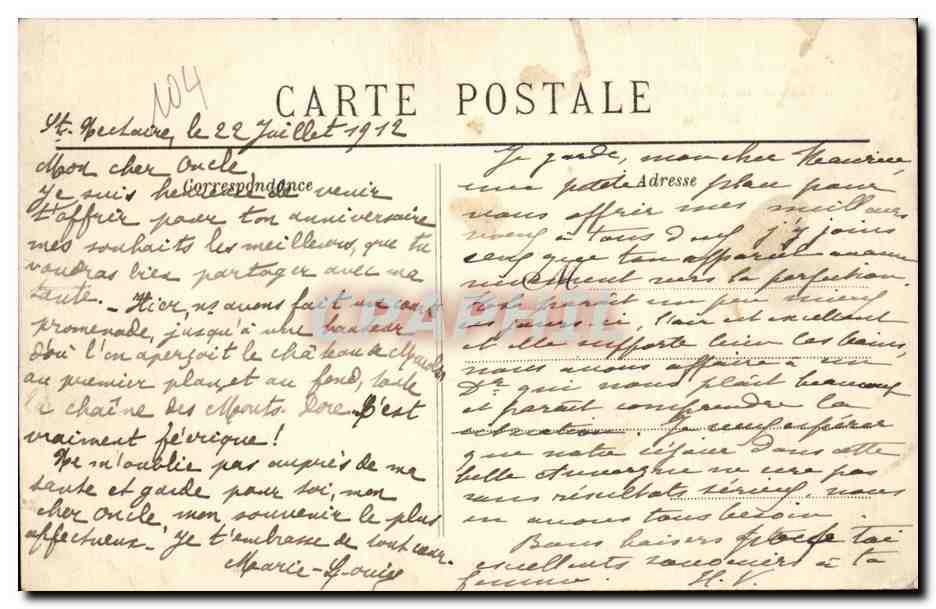 Puy de Dome- Chateau de Murols-Altitude 929m t-CPA — Verso