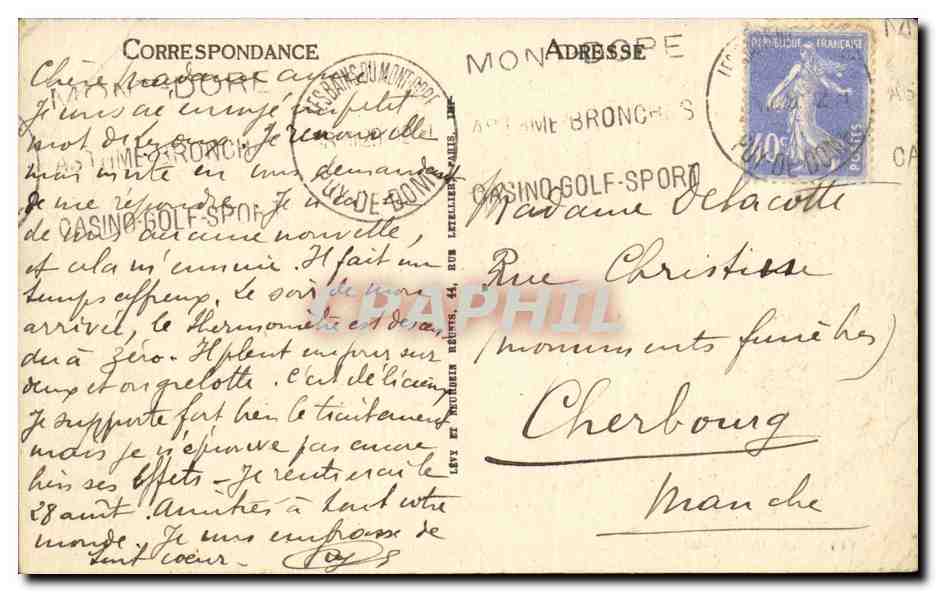 Puy de Dome- Le Dordogne et le Capucin-CPA — Verso