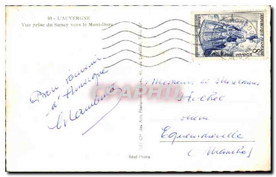 Puy de Dome- Vue Prise du Sancy vers le Mont Dore -CPA — Verso
