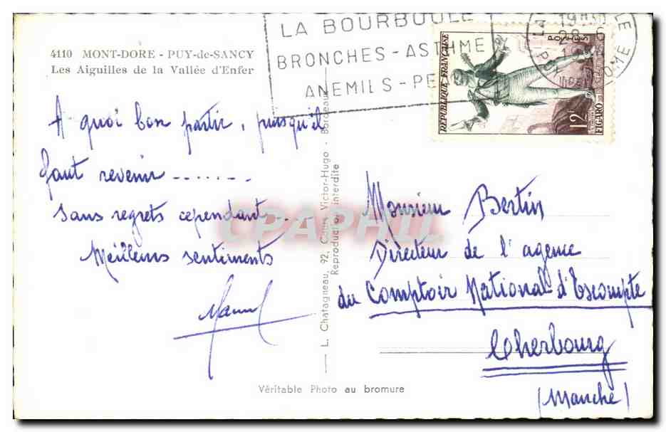 Puy de Dome- Le Mont Dore- Puy de sancy- Les Aiguilles de la Vallee d'Enfer- -CPA — Verso