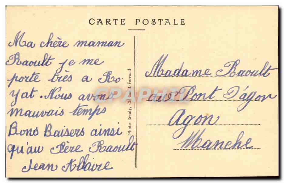 Hotel Saint Jeanne d arc Royat les Bains CPA Le jardin  — Rückseite
