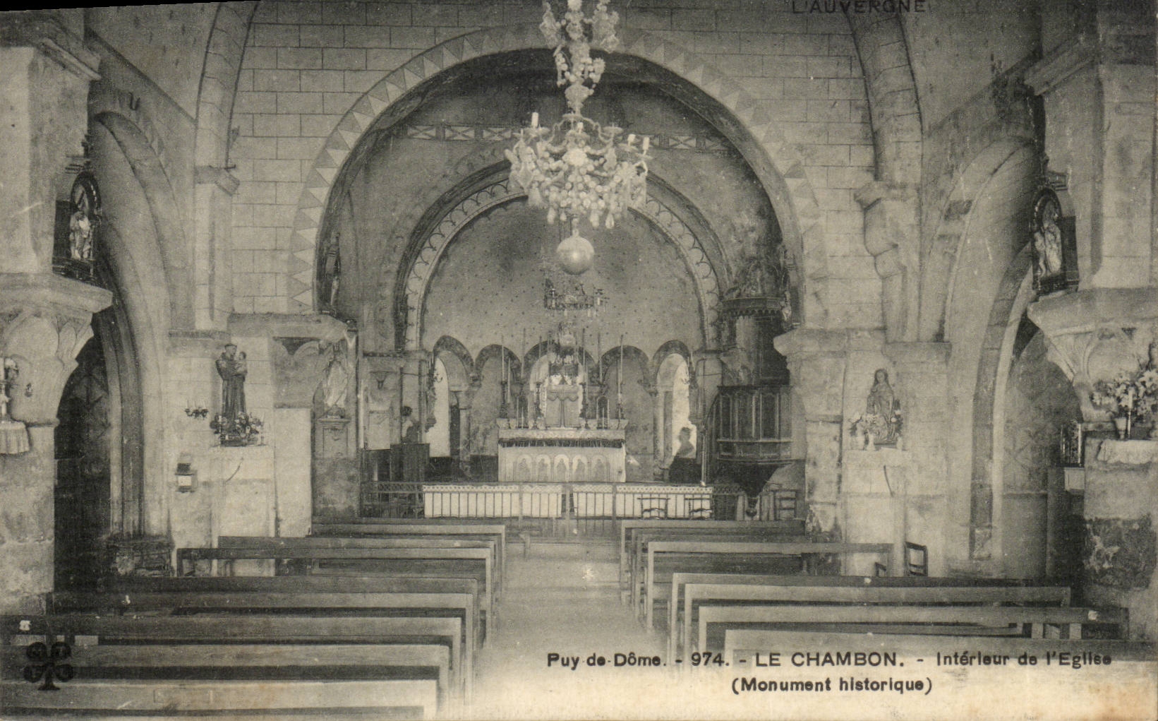Puy de Dome- Le Chambron- Interieur de l'Eglise Monument historique-CPA
