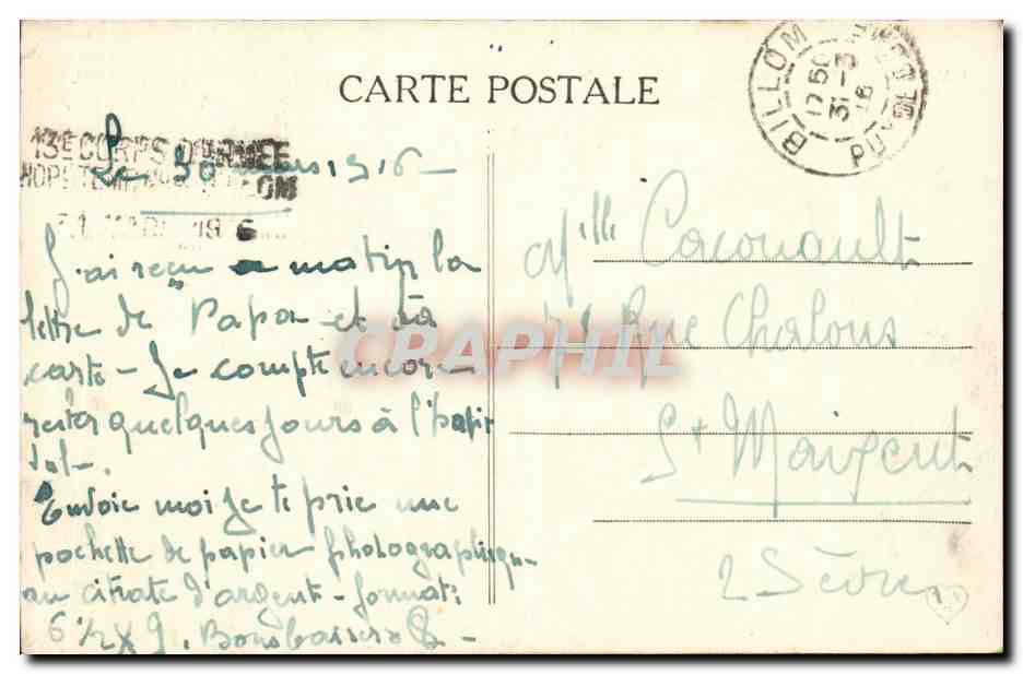 Le Château de Busséol — près de Bilhonn — L'Auvergne Pittoresque, n°2377 — Verso