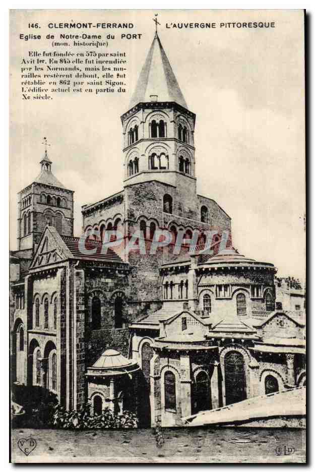 Clermont-Ferrand — Die malerische Auvergne — Kirche Notre-Dame du Port (historisches Monument) — Verlag V.D. n°146