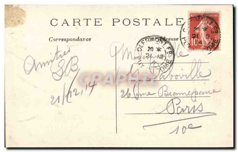 Clermont-Ferrand (P.-de-D.) — Rue des Gras et la Cathédrale — L. Hironnelle, Paris, n°411 — Rückseite