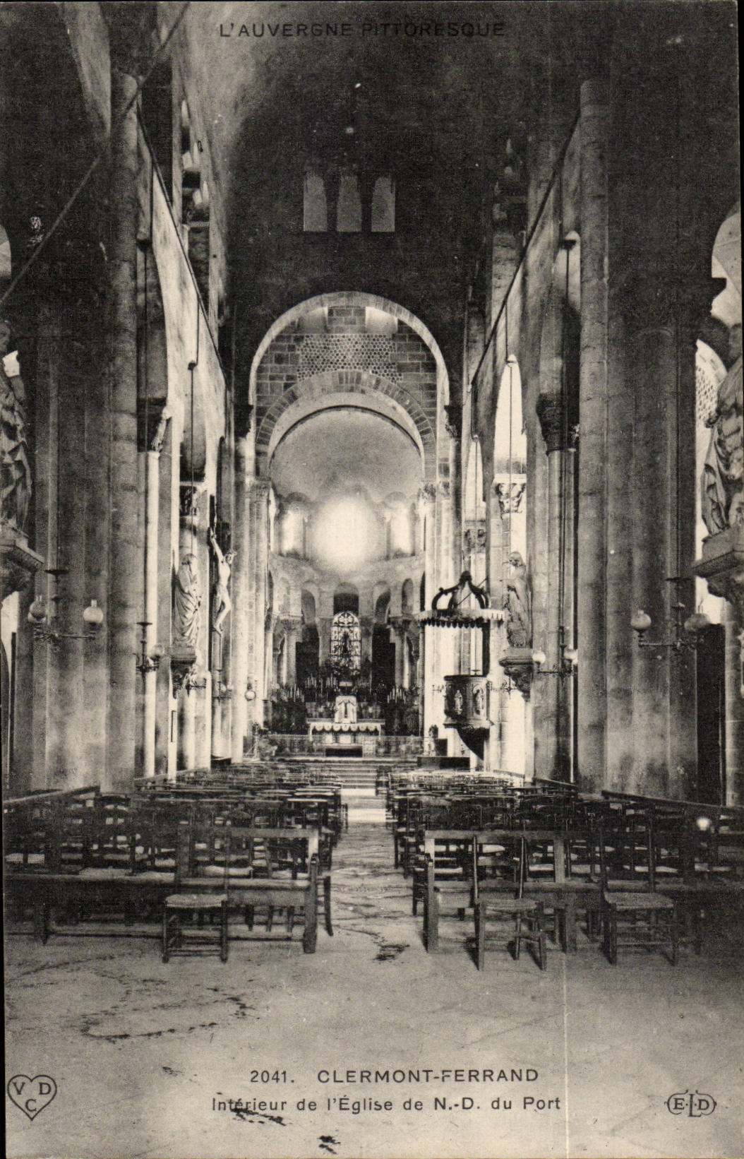 Puy de Dome - Clermont- Ferrand - Interieur de l'Eglise de Notre Dame du Port - CPA 