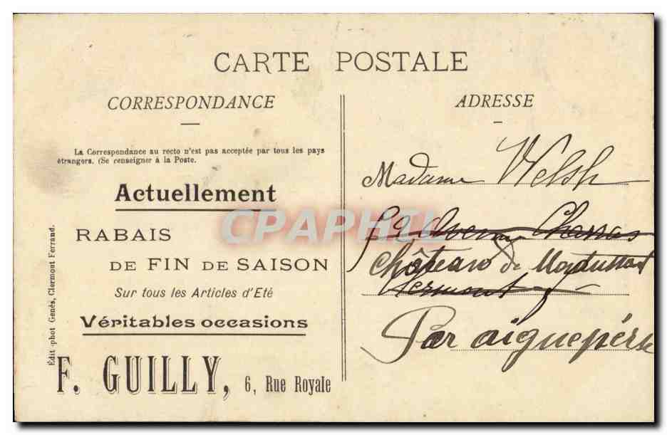 Auvergne - Joueur de musette — F. Guilly, 6, Rue Royale — Reverso