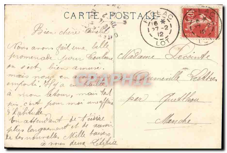 En Auvergne — 92. La Caussette — Éditeur J. R. (I. A.) — Verso