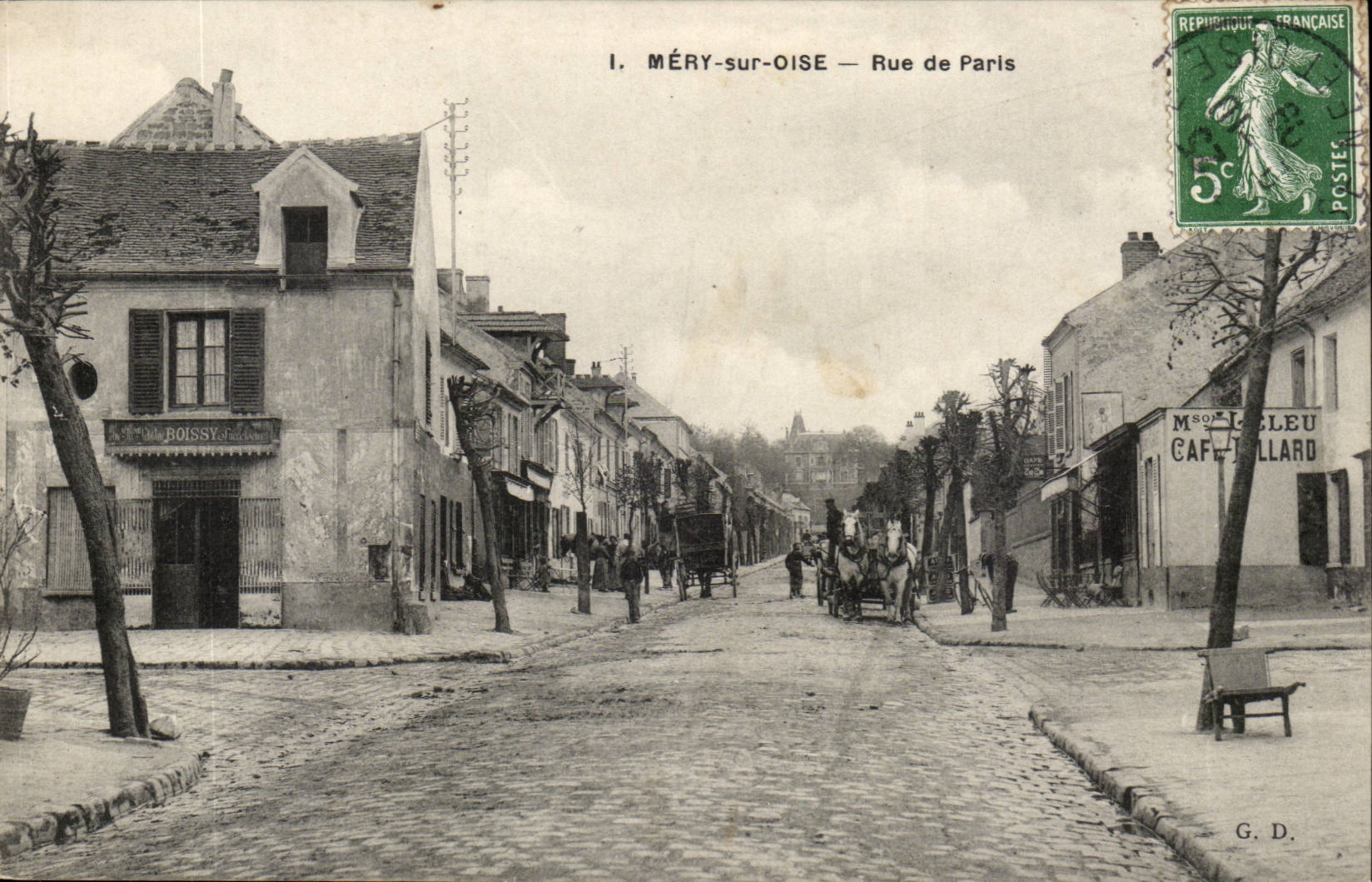 Mery-sur-Oise- Rue de Paris-Cafe-Boissy -CPA
