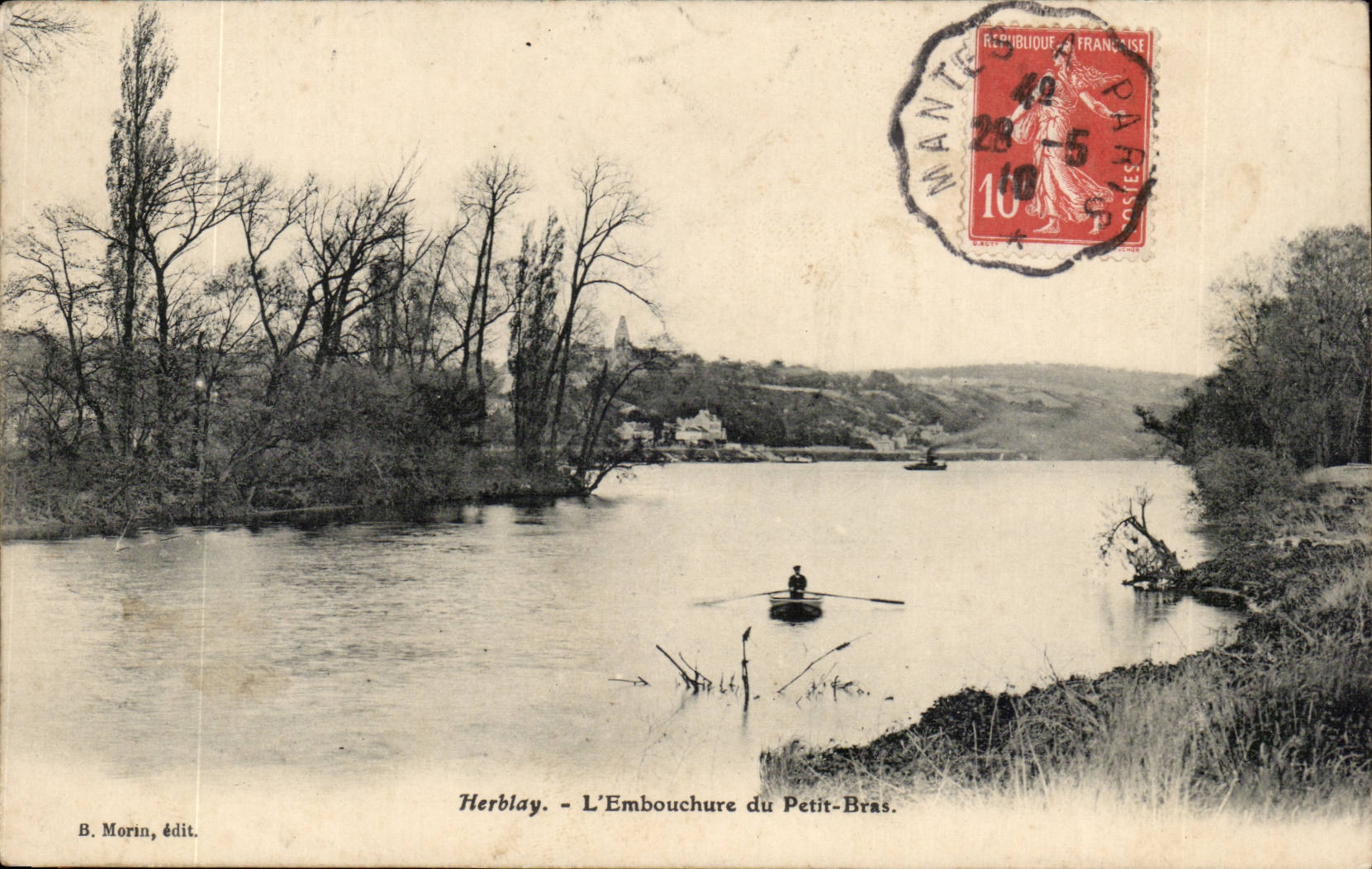 Val d'Oise- Herblay- L'Embouchure du Petit Bras-bateau -CPA
