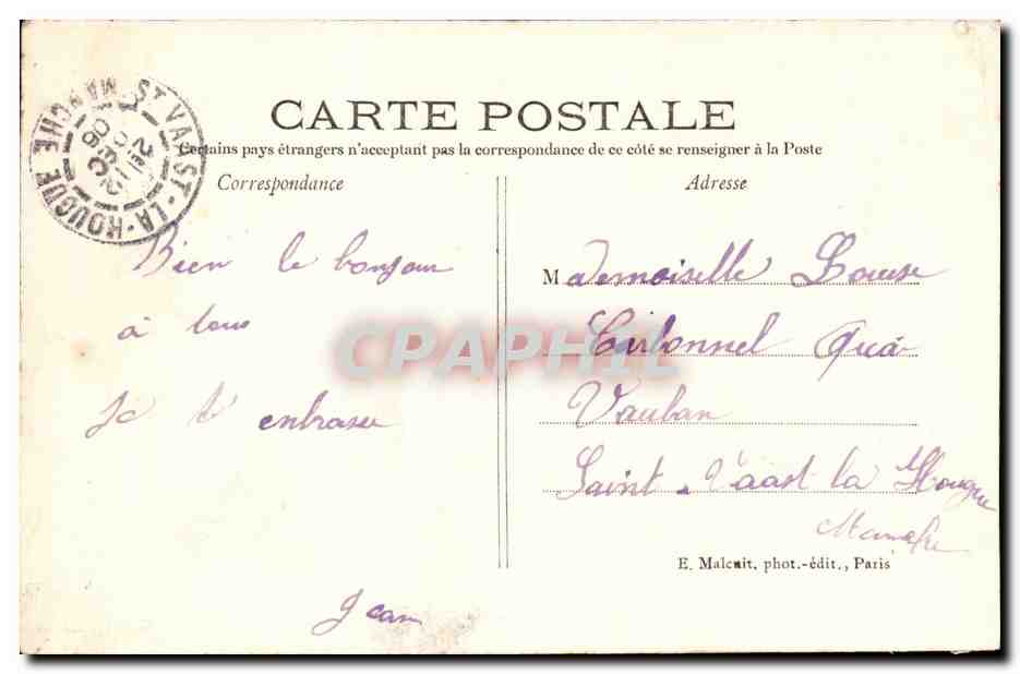 Vincennes — Cours Marigny — La Mairie — Verso