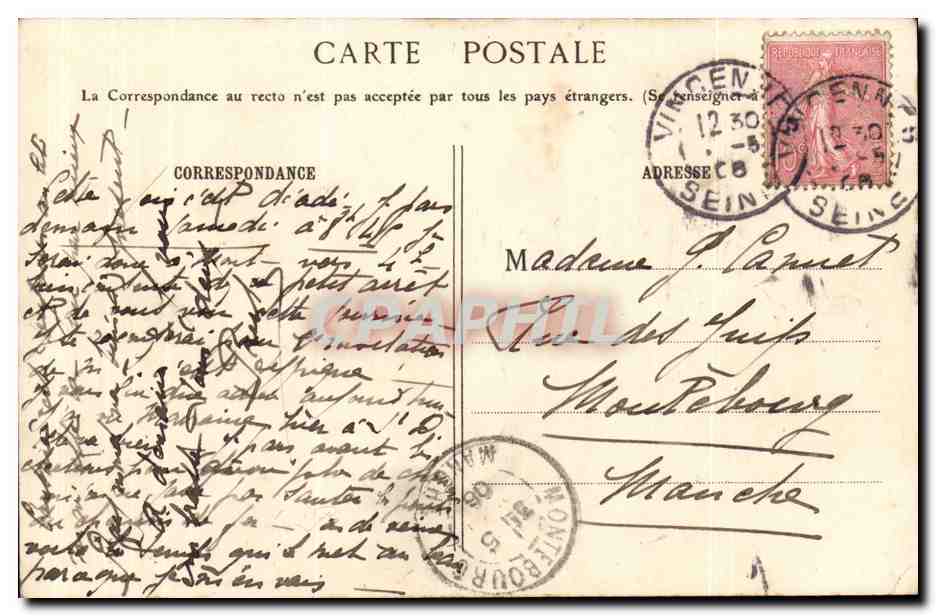 Paris (12) Bois de Vincennes- La Grotte des Iles Daumesnil -CPA — Rückseite