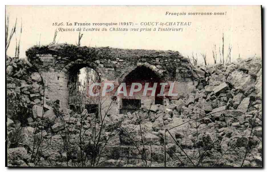 Ruines de l'entrée du Château — COUCY-le-CHATEAU — édition 'La France reconquise (1917)'